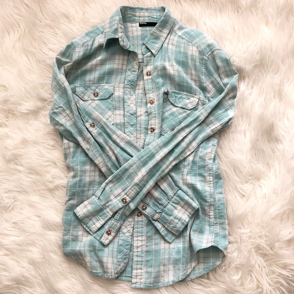 BDG Urban Outfitters Blue and white flannel